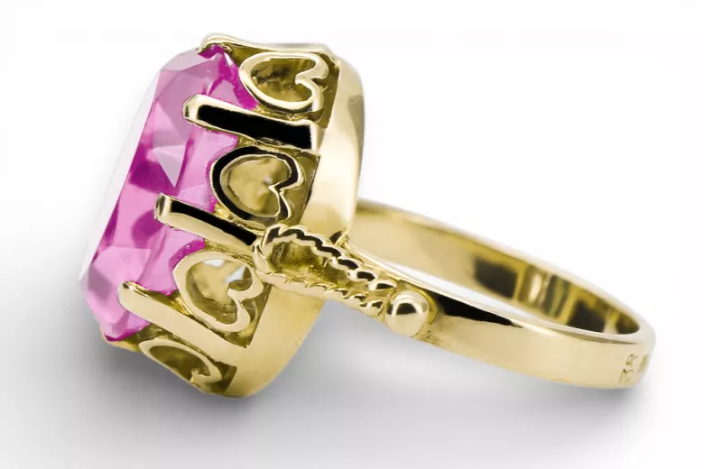 Pierścionek Styl Vintage Ametyst 14k żółte złoto vrc134y